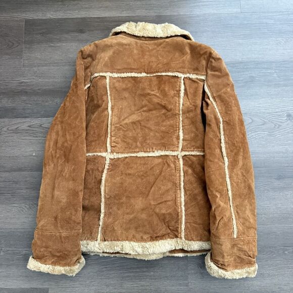 Y2K MUDD Jeans Penny Lane Coat Small Khaki Tan Suede Leather Rare - Picture 9 of 9